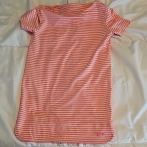 Vineyard Vines Kids Pink and White Striped Swim Shirt/dress